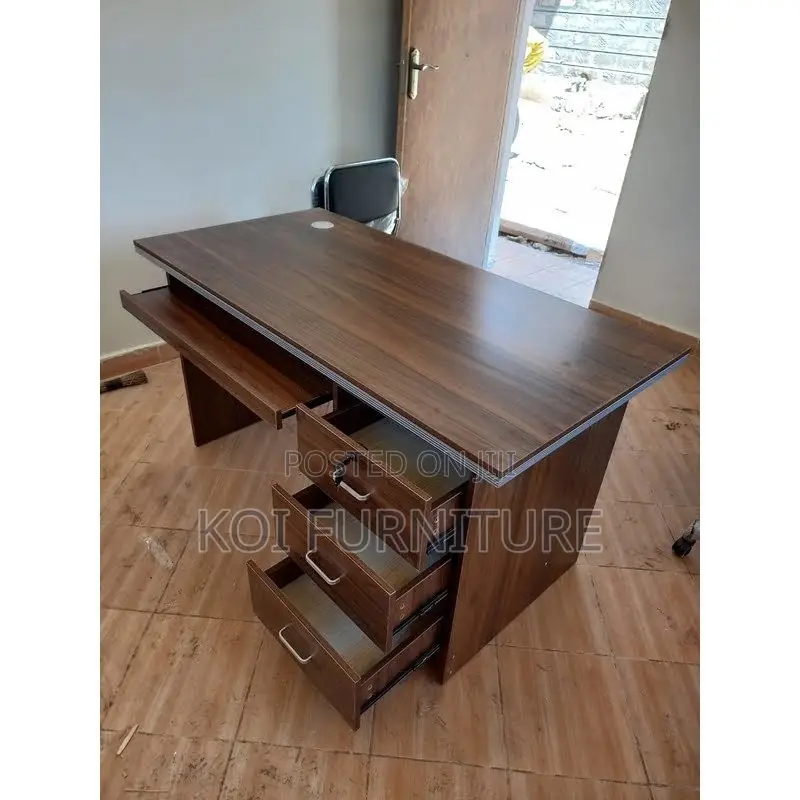 Office Desk : 1.2-Meter Wood Desk With Three Lockable Drawers
