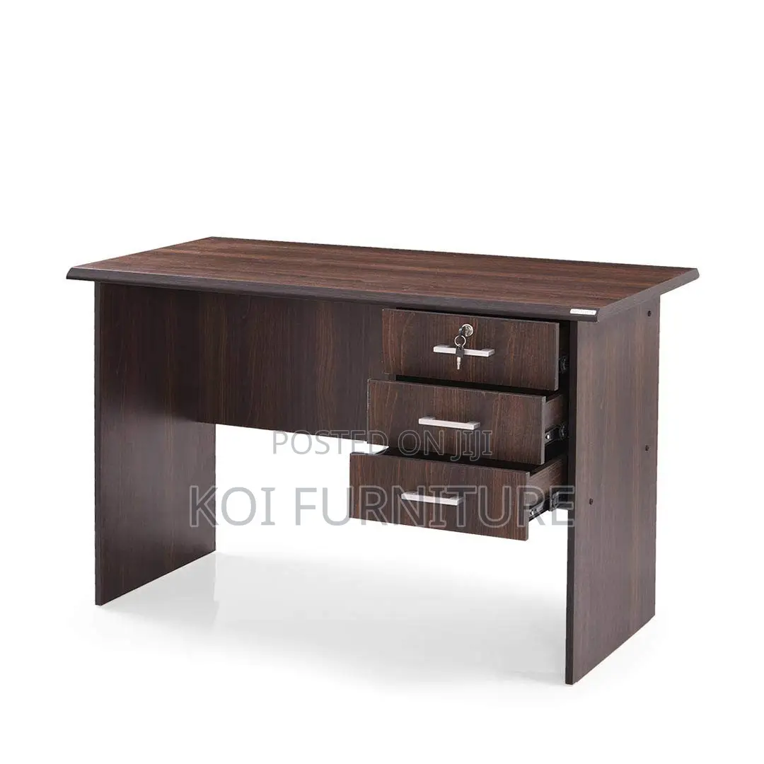 Office Desk : 1.2-Meter Wood Desk With Three Lockable Drawers