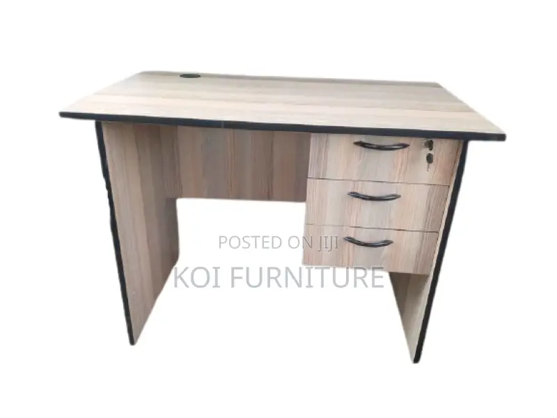 Office Desk : 1.2-Meter Wood Desk With Three Lockable Drawers