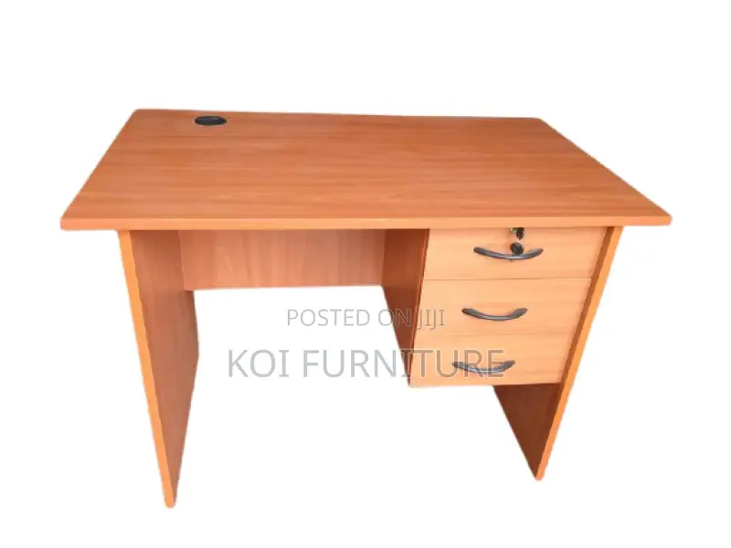 Office Desk : 1.2-Meter Wood Desk With Three Lockable Drawers