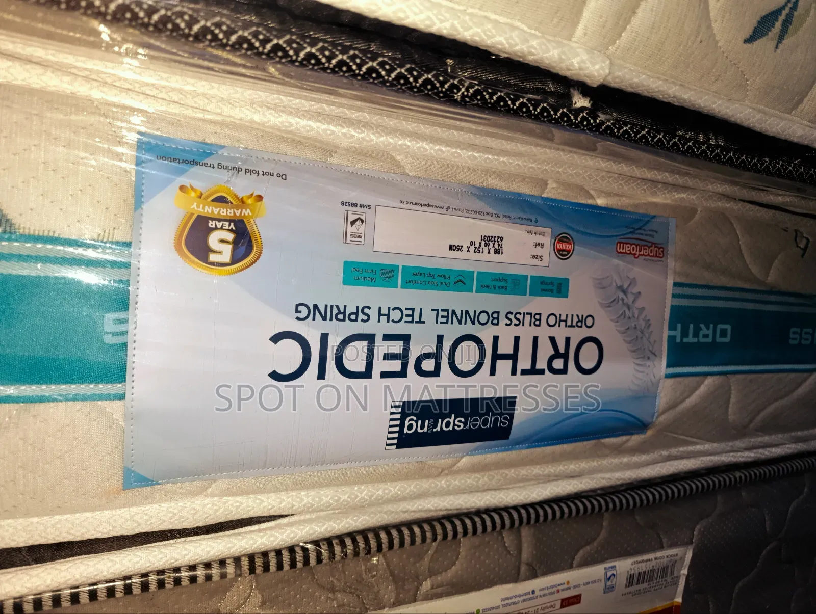 5x6x10 Orthopedic Bliss Super Spring Mattresses + Free Home Delivery.