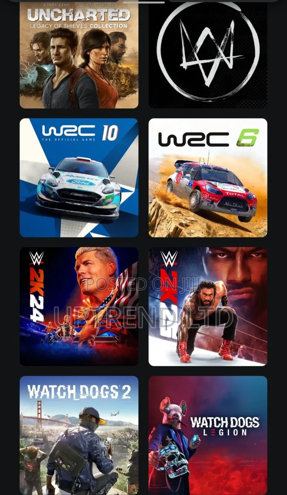 Wwe 25 ,Wrc 10 ,Watchdogs and Uncharted Available for Chipped Ps4