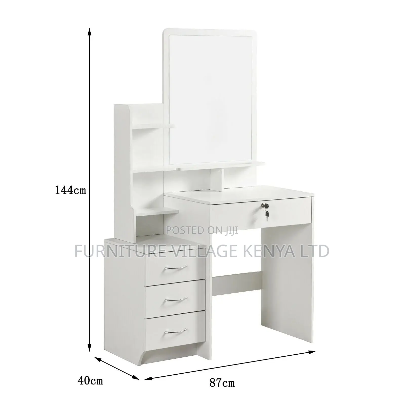 Dresser;Modern Dressing Table W/4 Drawers Sliding Mirror Stool