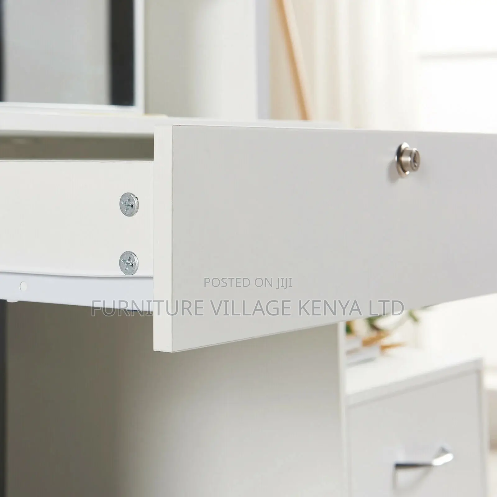 Dresser;Modern Dressing Table W/4 Drawers Sliding Mirror Stool