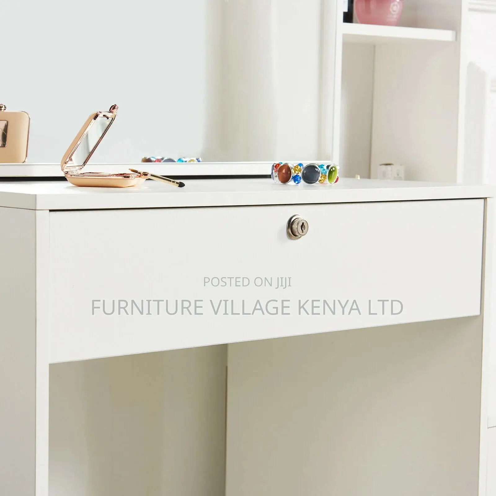 Dresser;Modern Dressing Table W/4 Drawers Sliding Mirror Stool