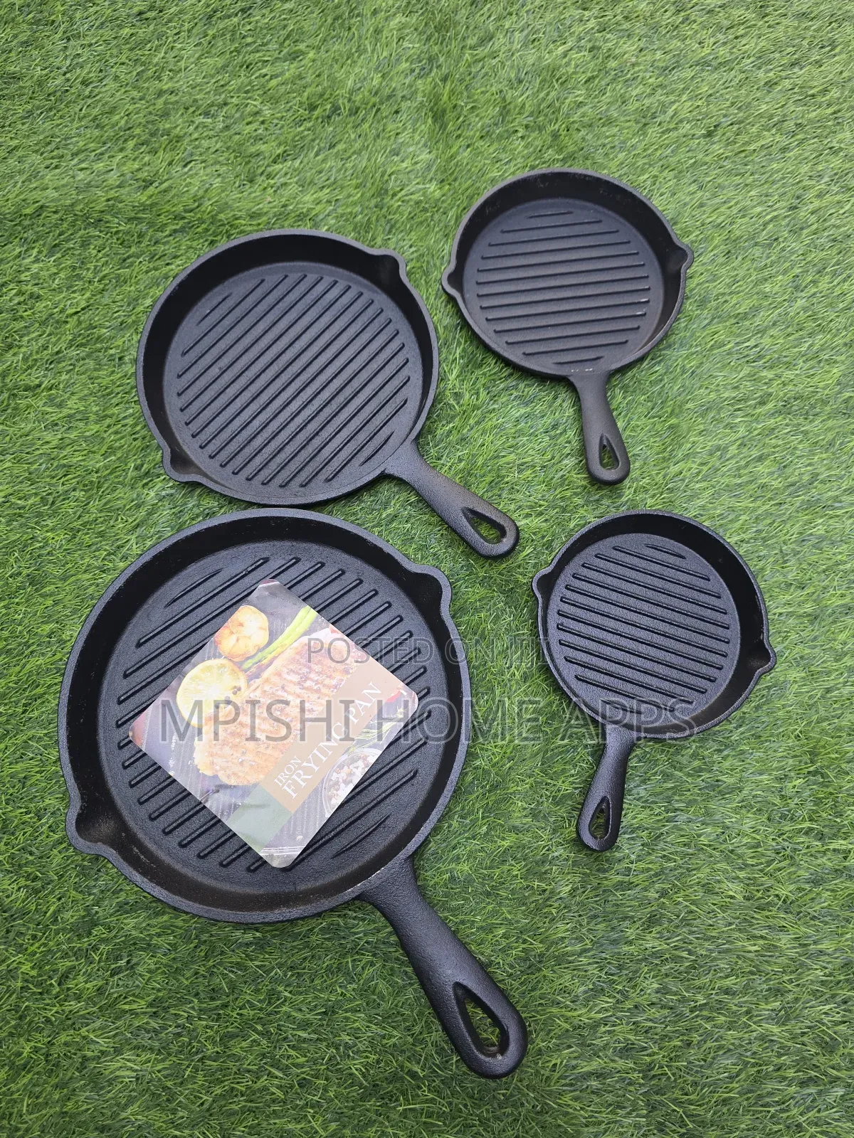 4 in 1 Pre-Seasoned Cast Iron Ribbed Skillet Grill Pans