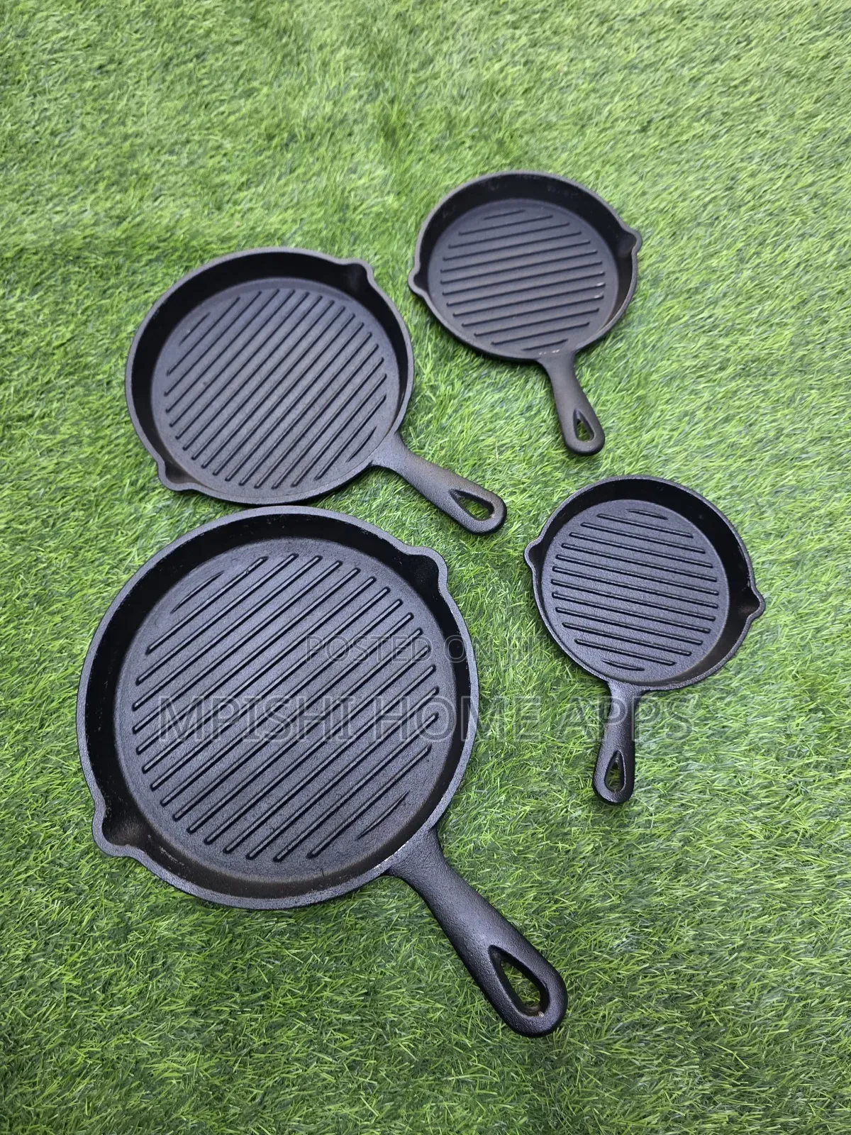 4 in 1 Pre-Seasoned Cast Iron Ribbed Skillet Grill Pans