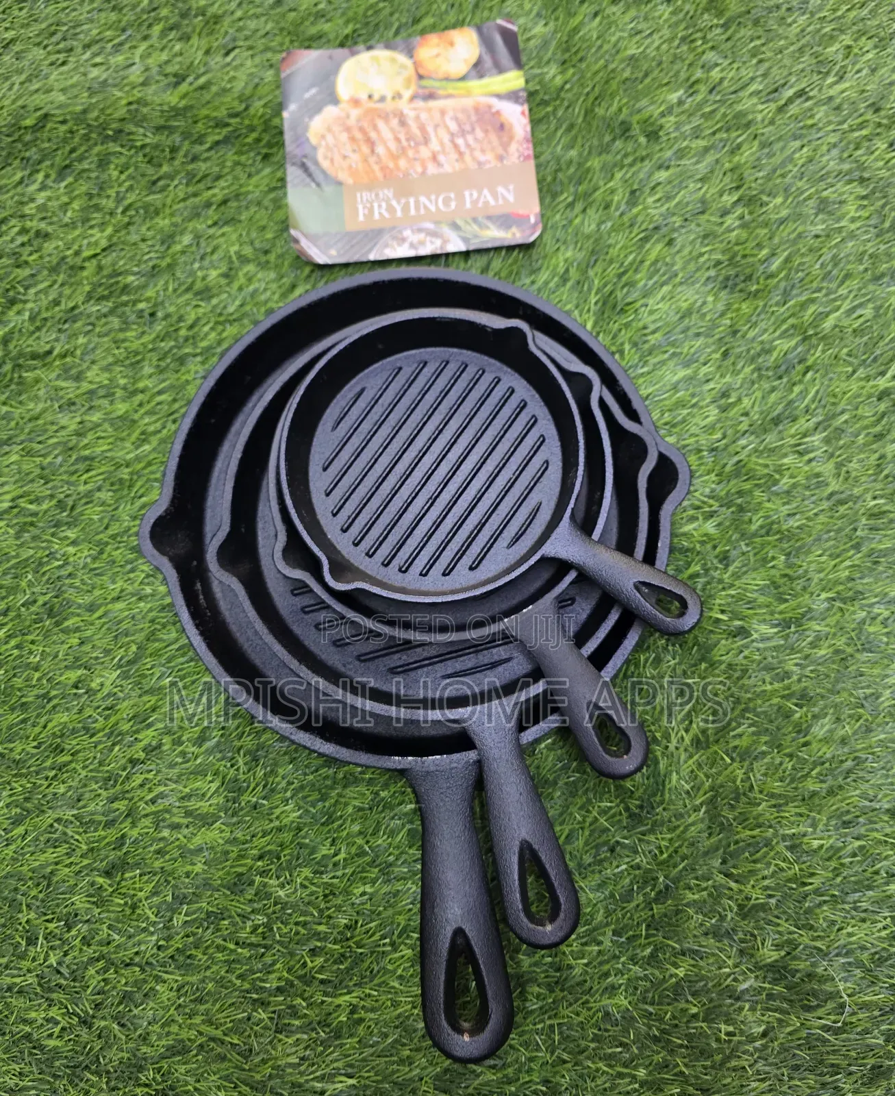 4 in 1 Pre-Seasoned Cast Iron Ribbed Skillet Grill Pans