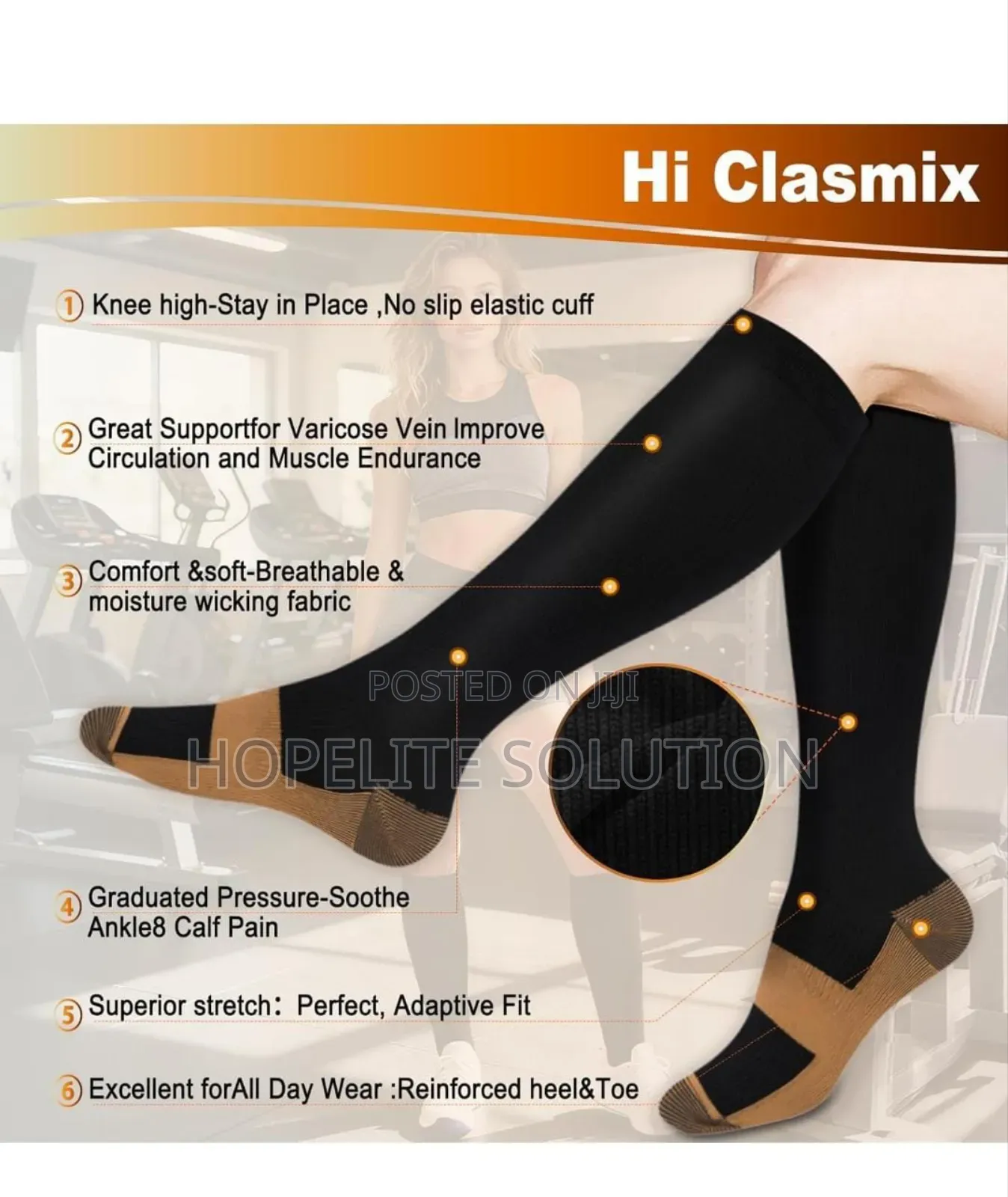 Sports Copper Compression Anti Fatigue Stocking