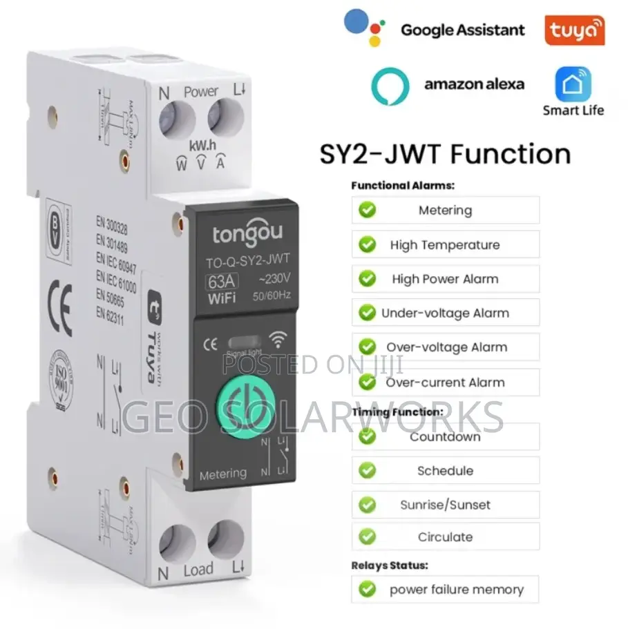 Wifi Smart MCB 32a/63a Circuit Breaker With Power Metering 63a