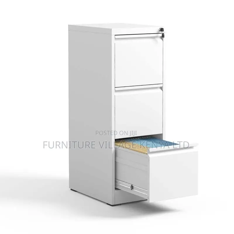 Office Cabinet; 3 Drawer Metal Vertical File Cabinet With Lock