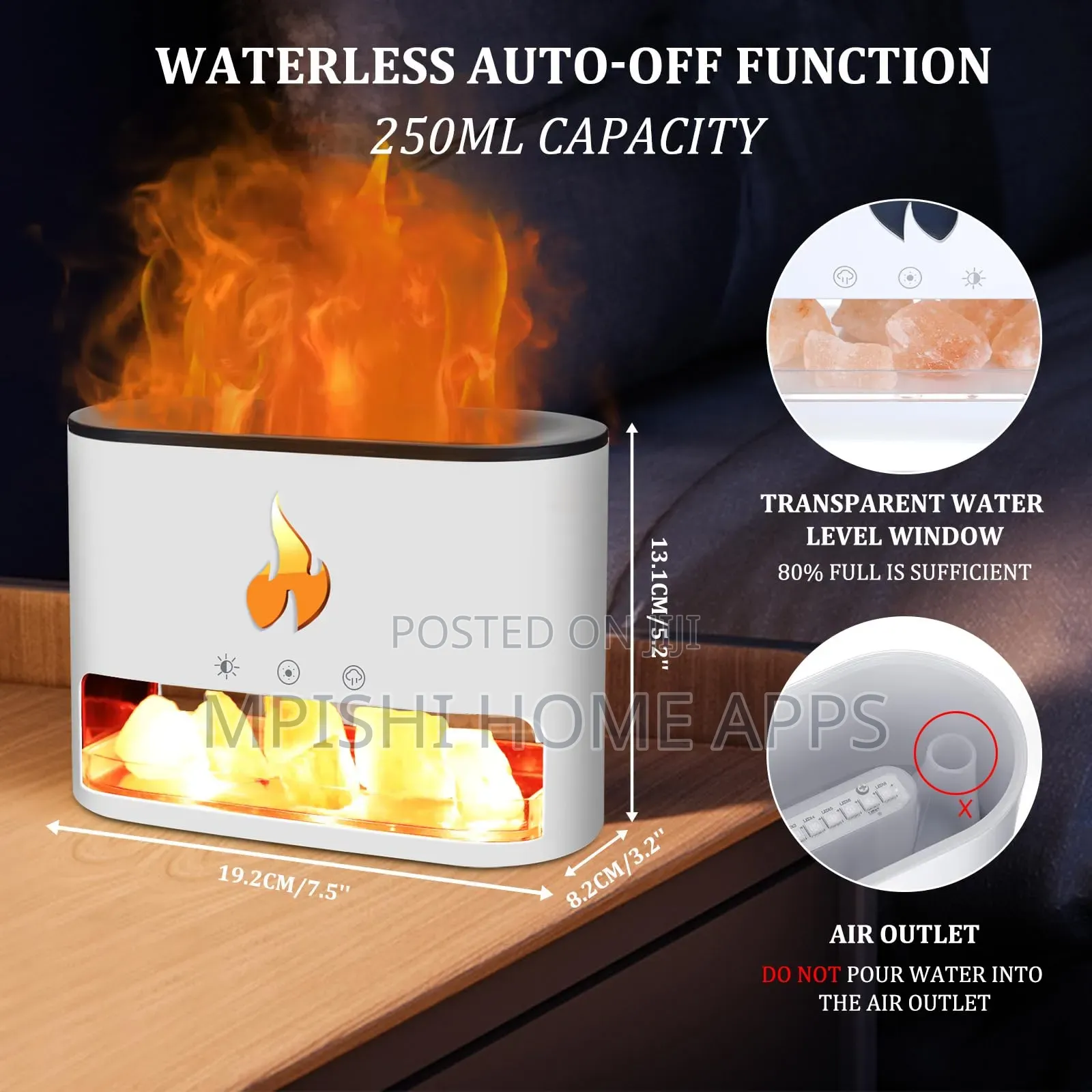 10w Salt Stone Fireplace Aroma Diffuser Humidifier