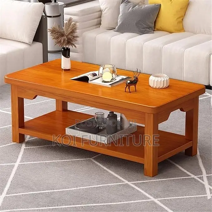 Coffee Table; Mahogany Brown Coffee Table With Under Storage