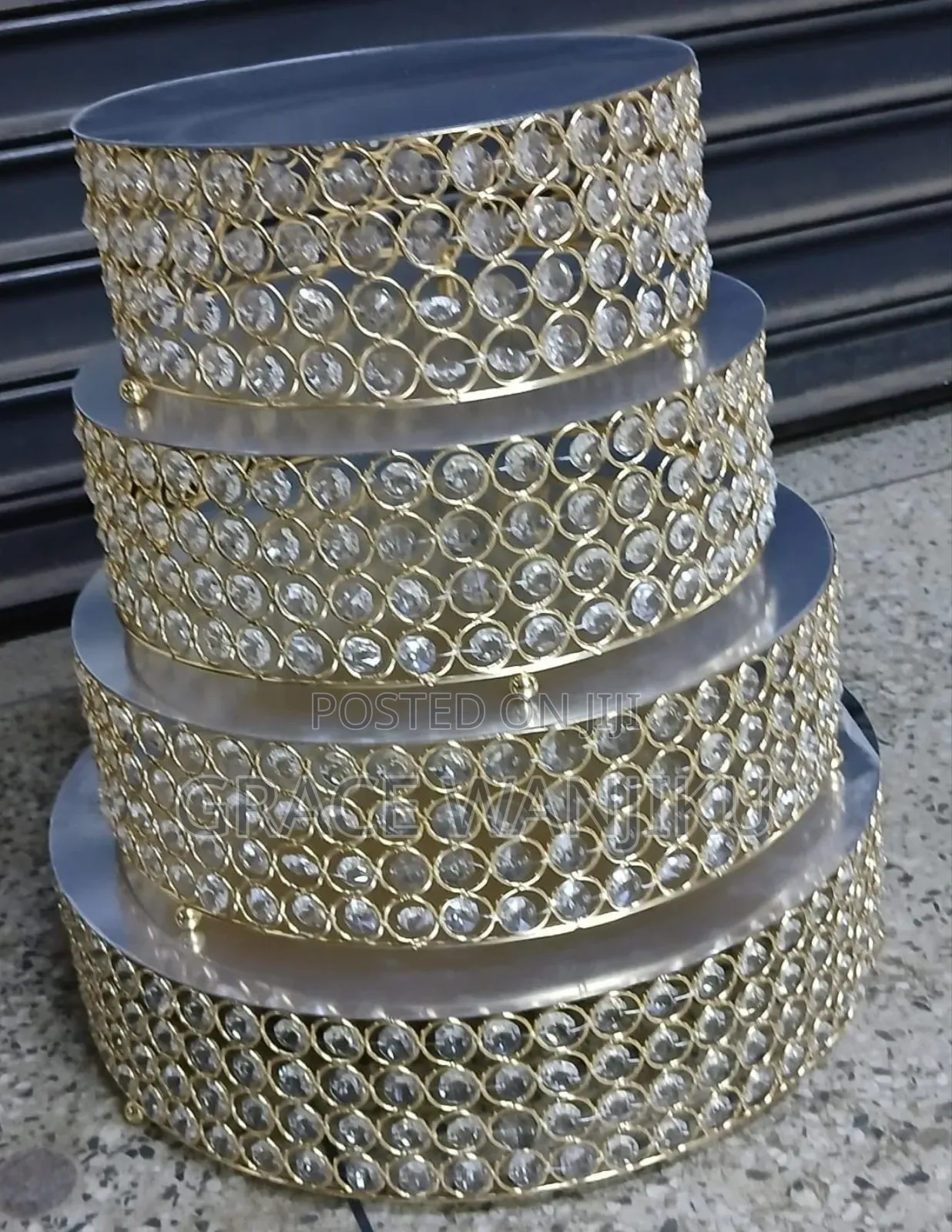 4pcs Iron Top With Crystals Cake Stand *