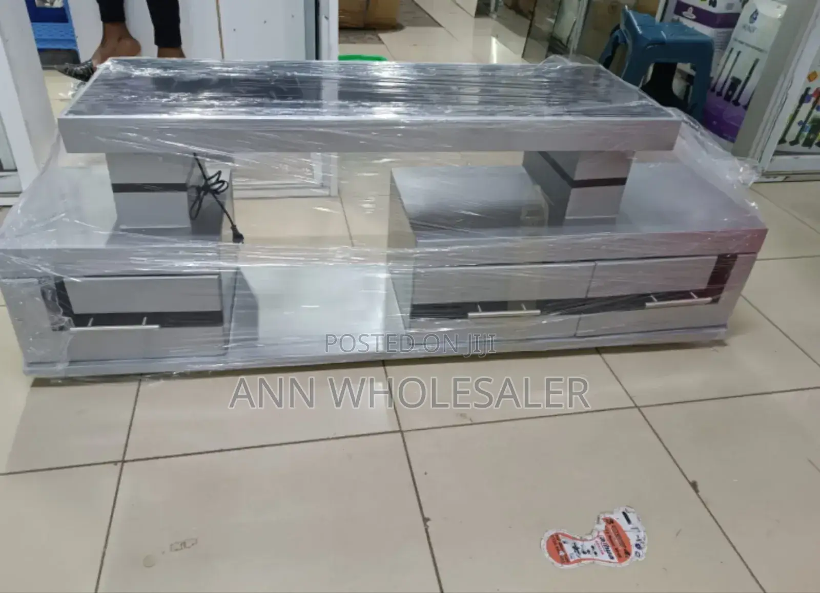 Tv Stand With Marble Coating+ Cabinets