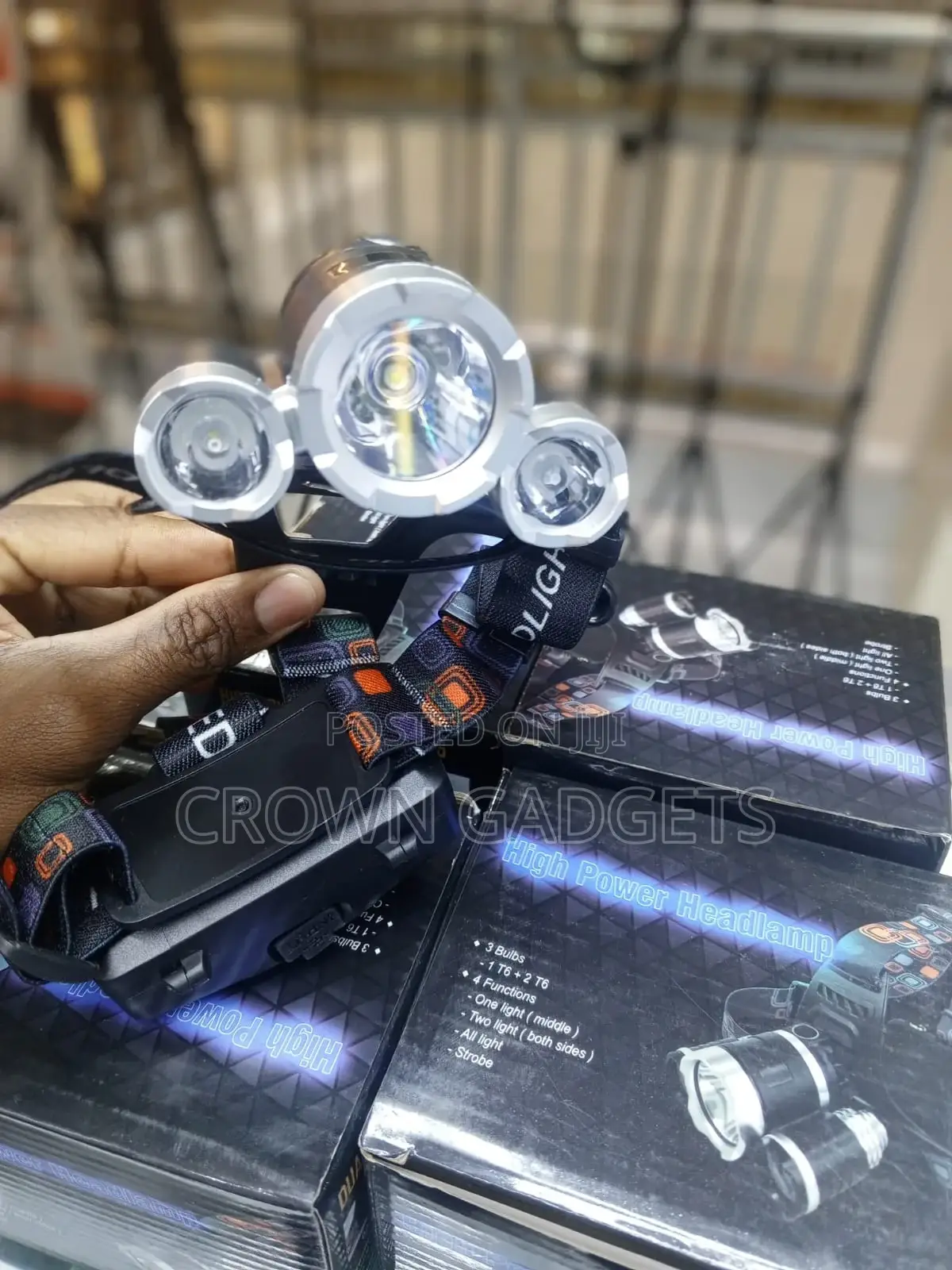 3-Light Led Headlamp Adjustable Waterproof Head Torch
