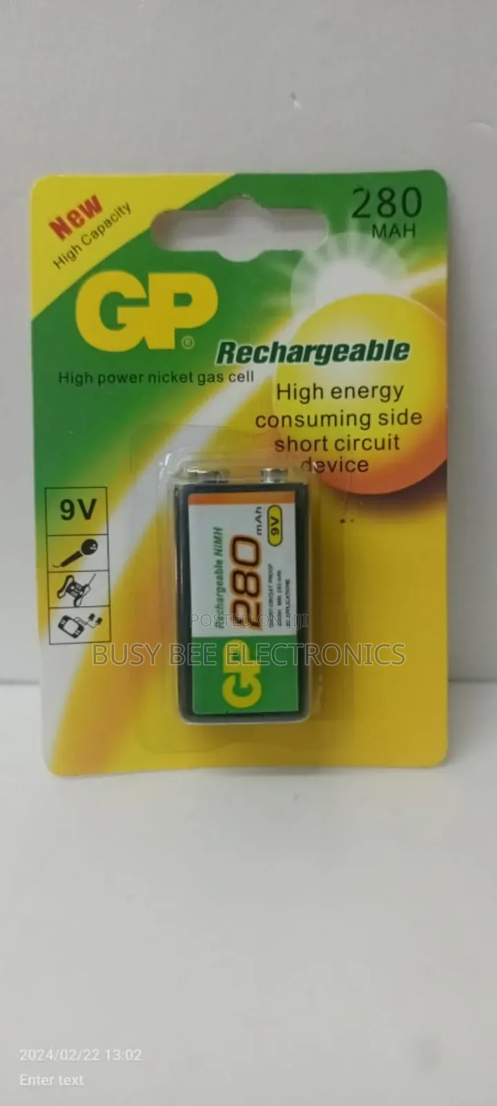 Gp Rechargeable 9v Battery -280mah