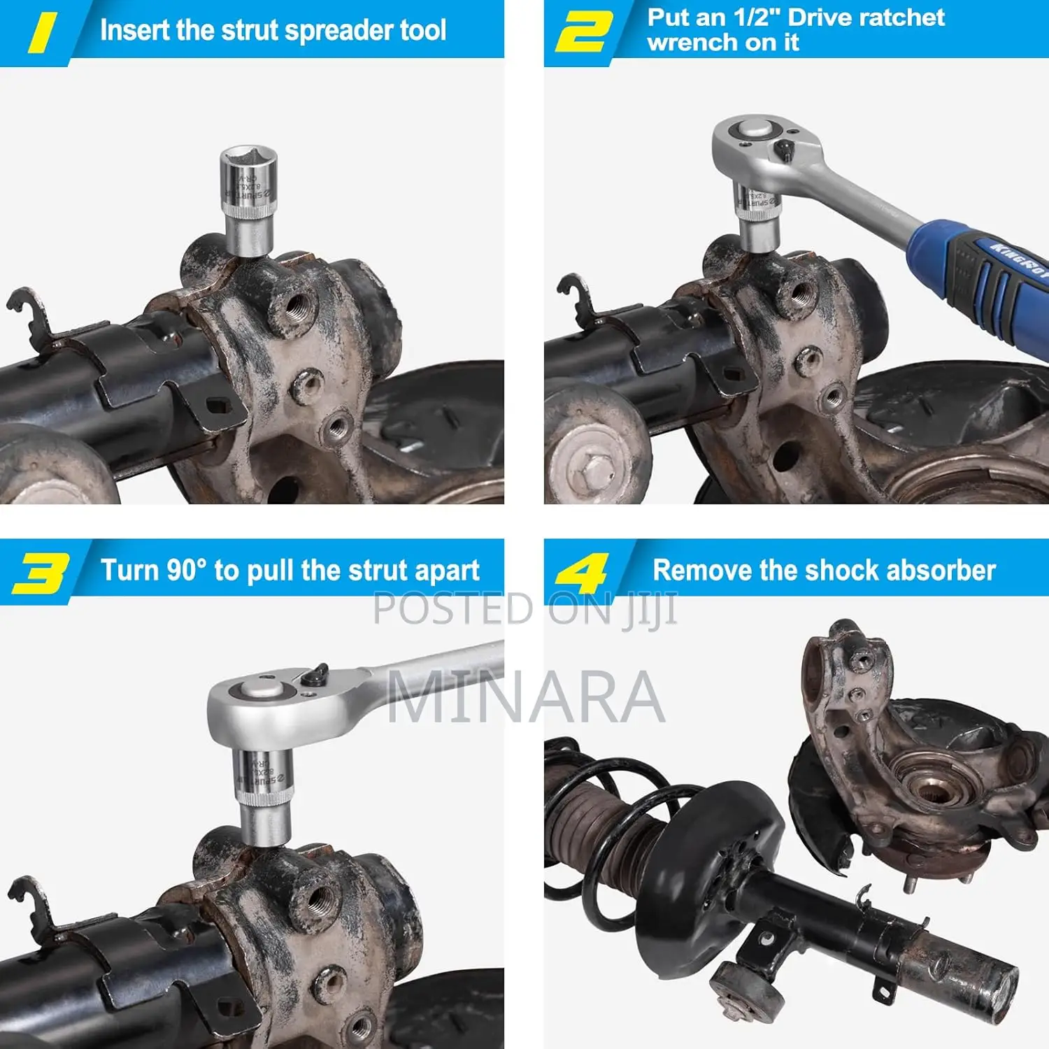 2 Pc, Suspension Strut Spreader Socket, 1/2" Dr Shock Absorber Tool