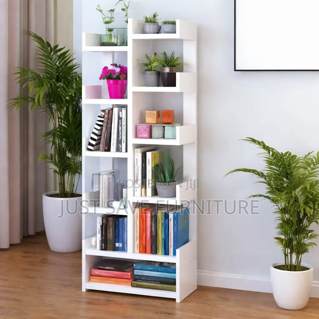 Modern Space-Saving Wooden Bookshelf –Stylish Multi-Layer Display Rack