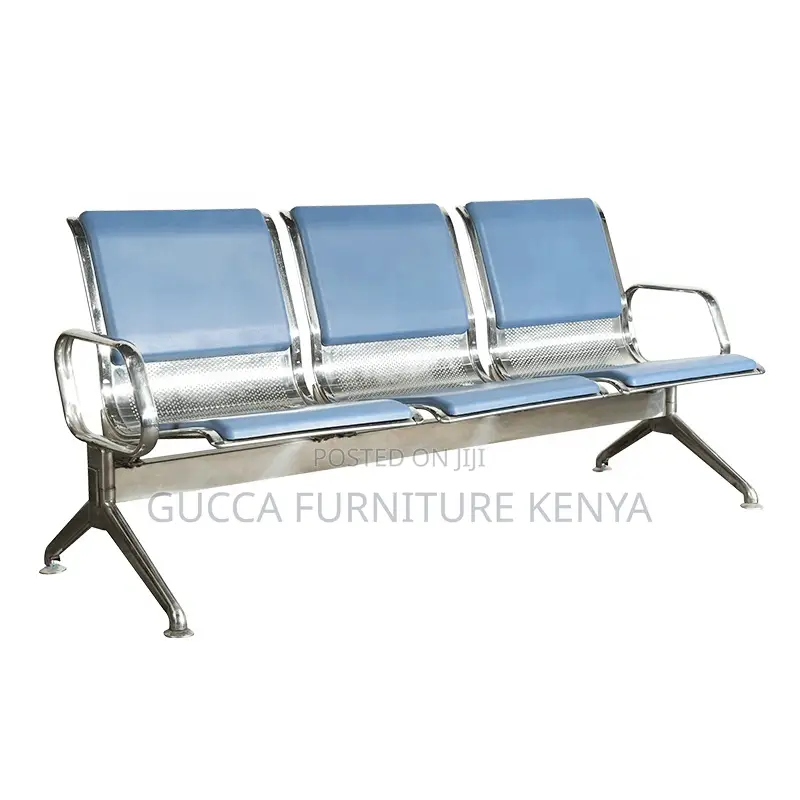 3-Link Blue Airport Lobby Reception Bench