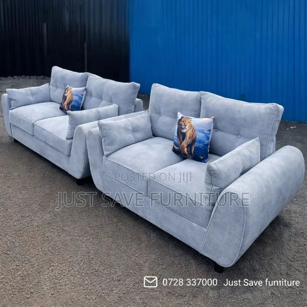 Modern 3+2 Seater Fabric Sofa Set – Soft Cushions, Elegant Grey