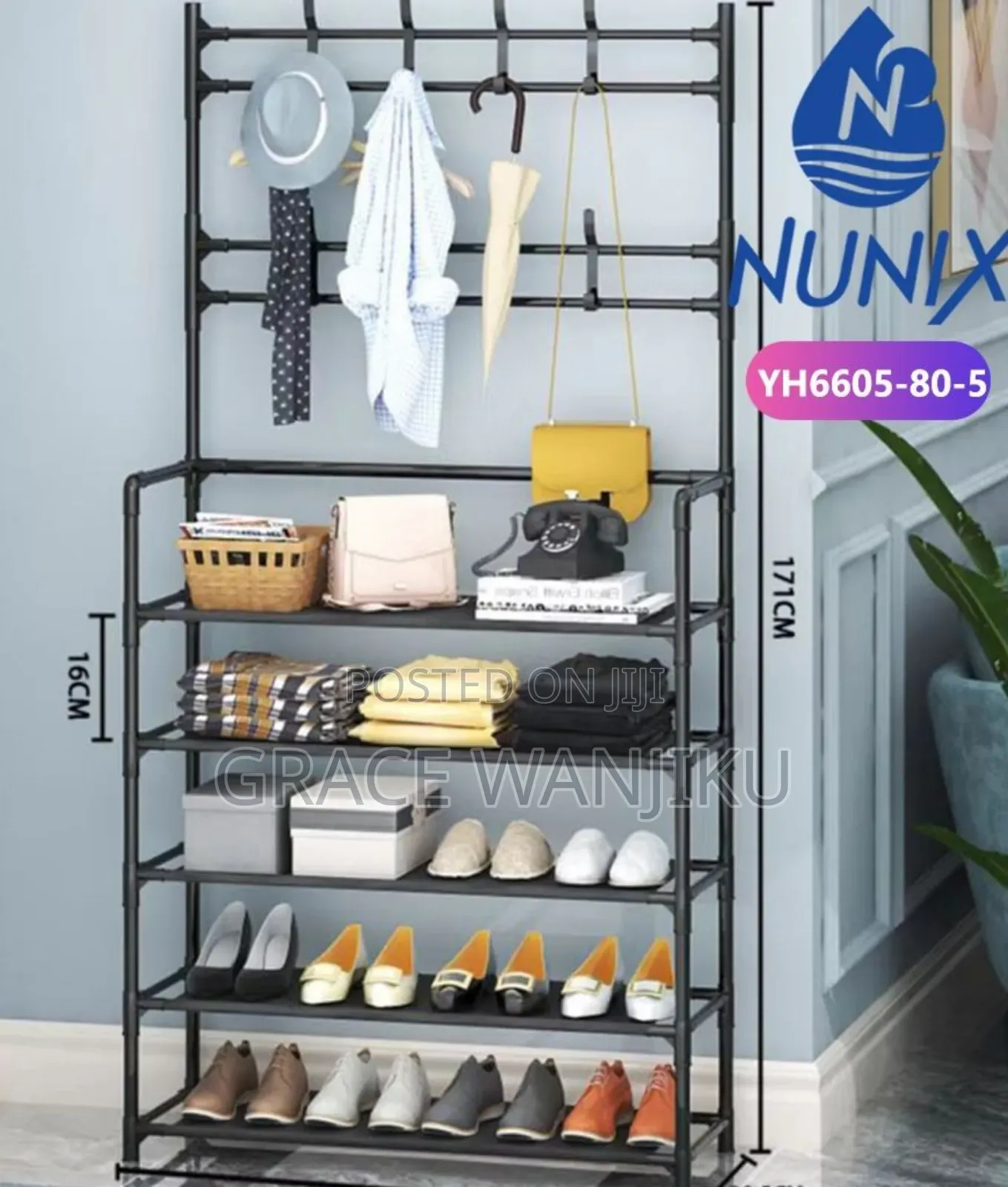 Nunix All-in-1 Shoe Rack/Coat Rack/Cap Scarf Bag Cloths Hanger