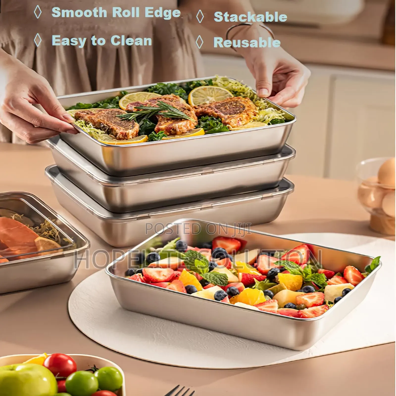 2 PCS Set Fresh Lock Airtight Food Storage Containers Stainless Steel