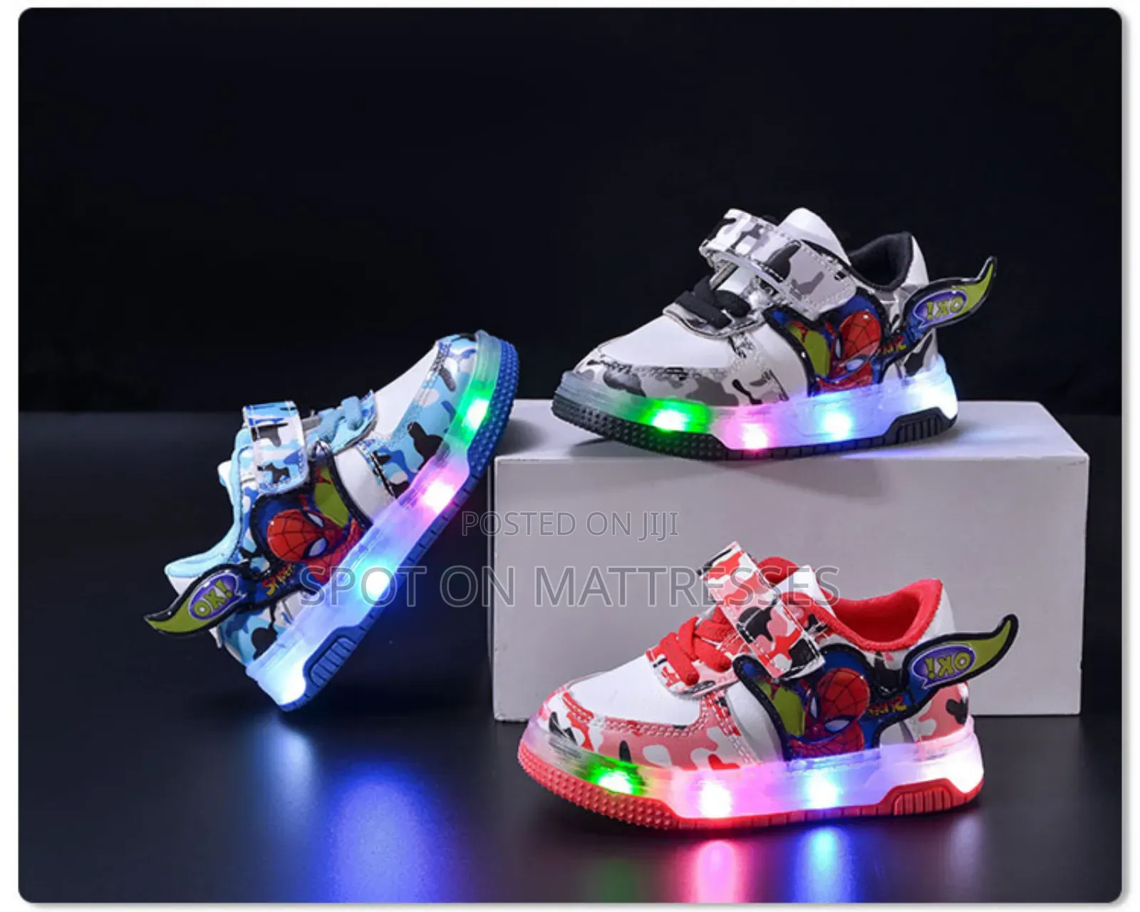 Kids' Spiderman Led Shoes. Sizes 21-30. Delivery Services Available.