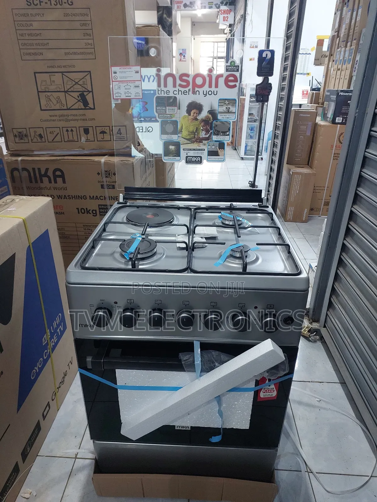 Mika Cooker 58×58cm 3 Gas Burners + 1 Rapid Hot Plate Electric Oven