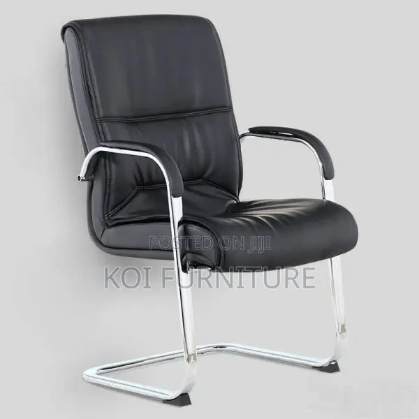 Office Chair; Leather Padded Executive Sled Base Boadbroom Chairs