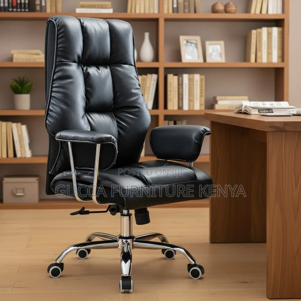 Leather Upholstered Reclining Executive Desk Seat