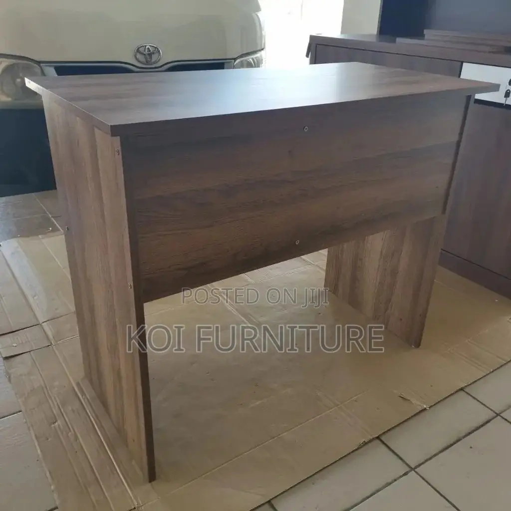 Home Desk; Brown Office Laptop Desk With Lockable Drawers