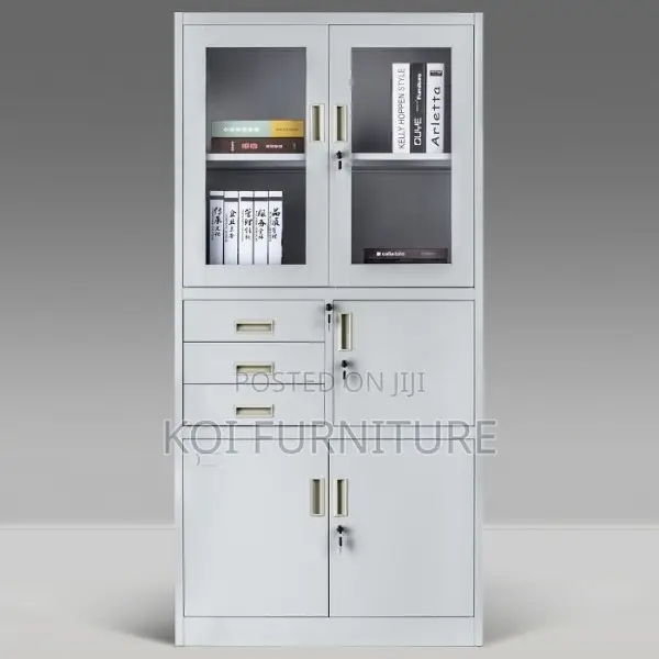 Office Cabinet; Gray Steel Executive Cabinet With Drawers and in Safe
