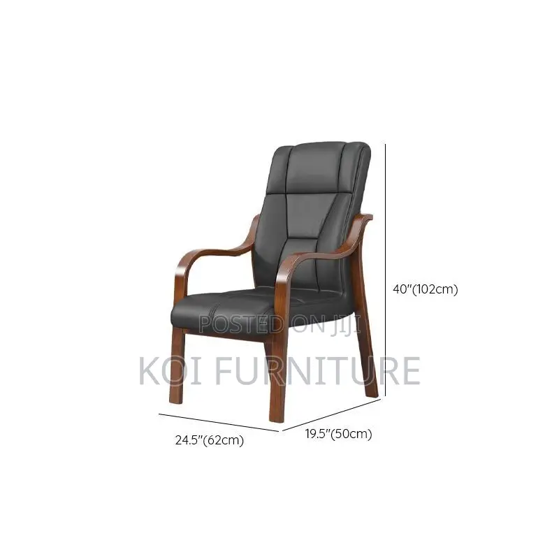 Office Chair :Black Faux Leather Executive Guest Chair