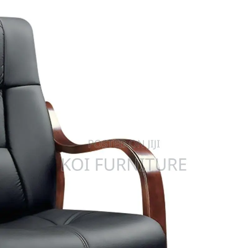 Office Chair :Black Faux Leather Executive Guest Chair