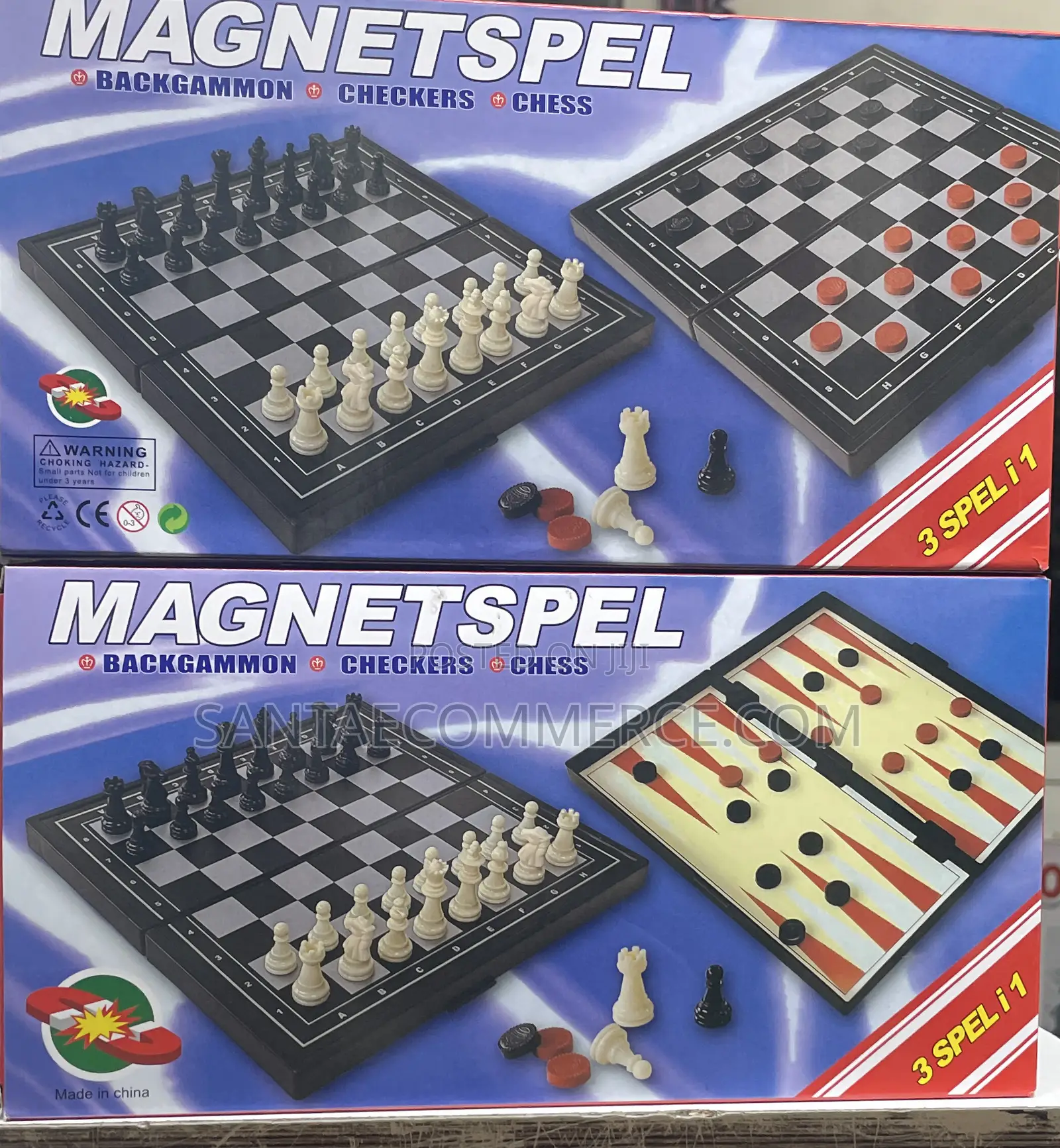 3 in 1 Chess, Checkers Draught Backgammon Board Game