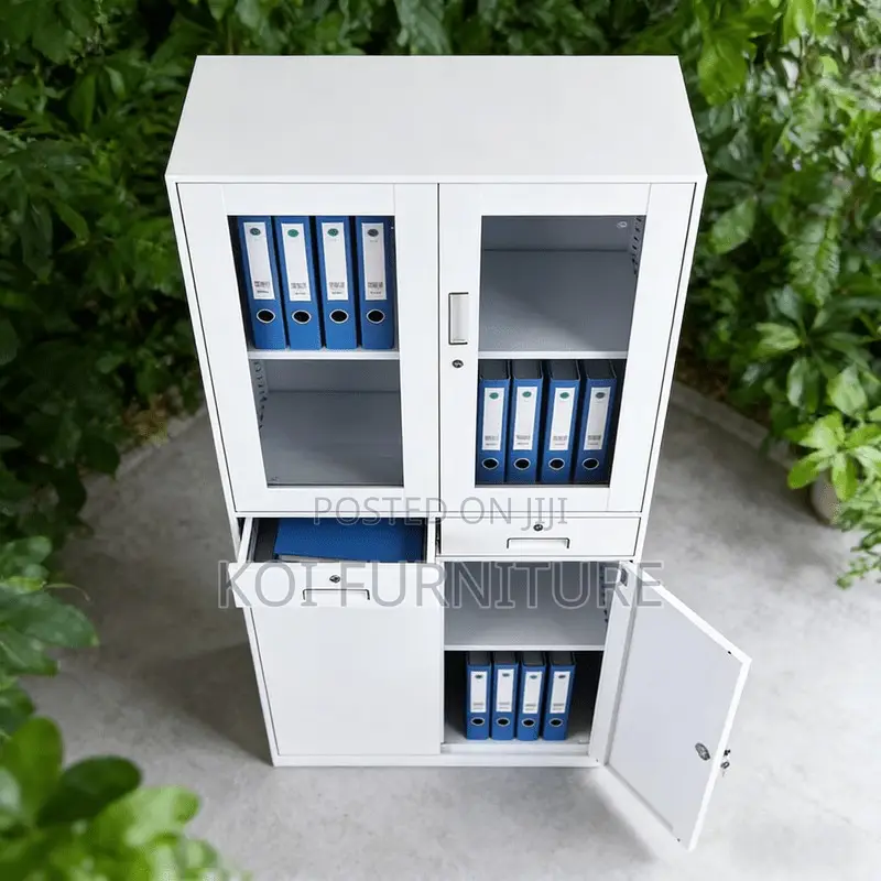 Office Cabinet; Two Doors View Glass Upper Unique Cabinet