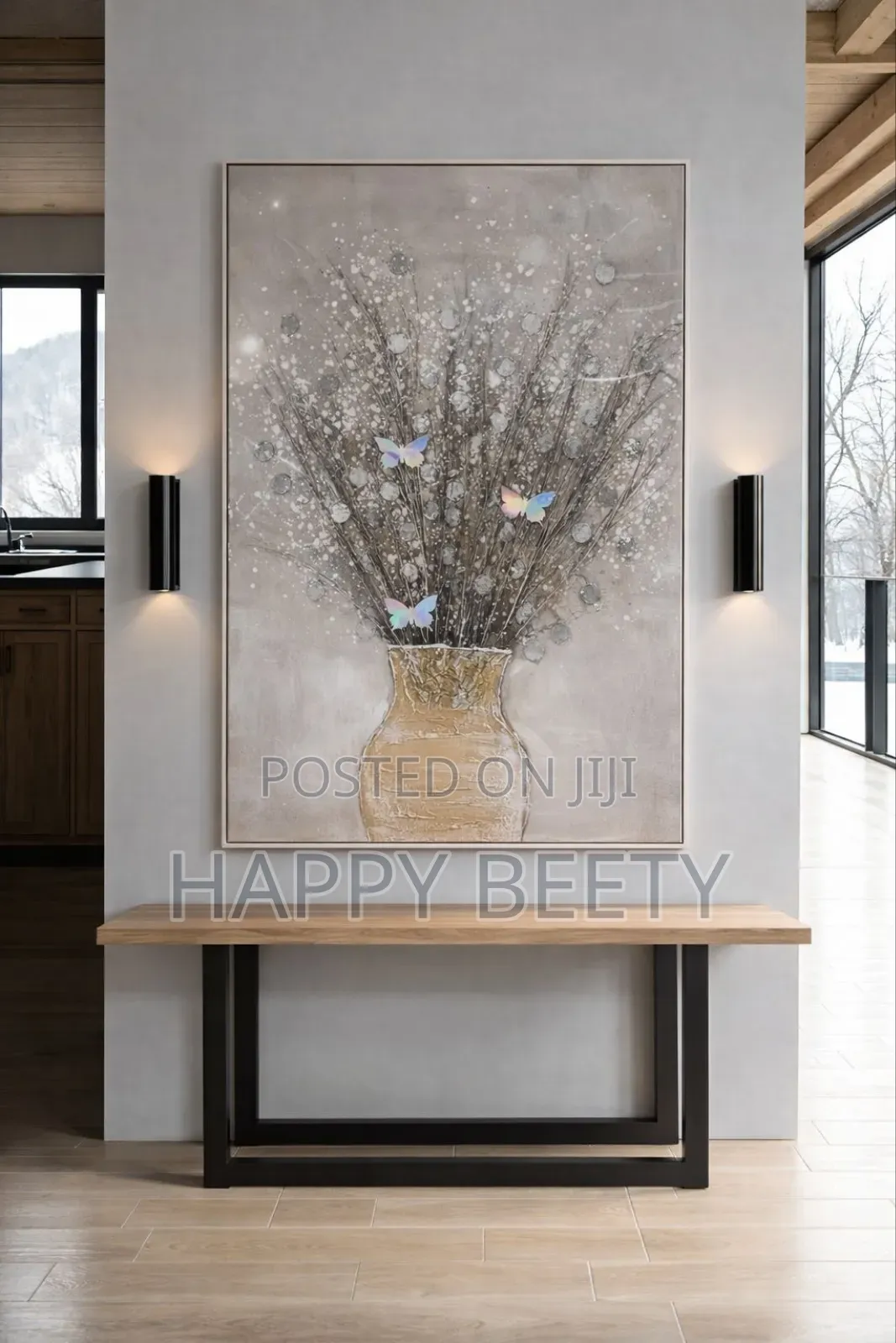 Handcrafted Vase Floral Artwork With Subtle Metallic Accents
