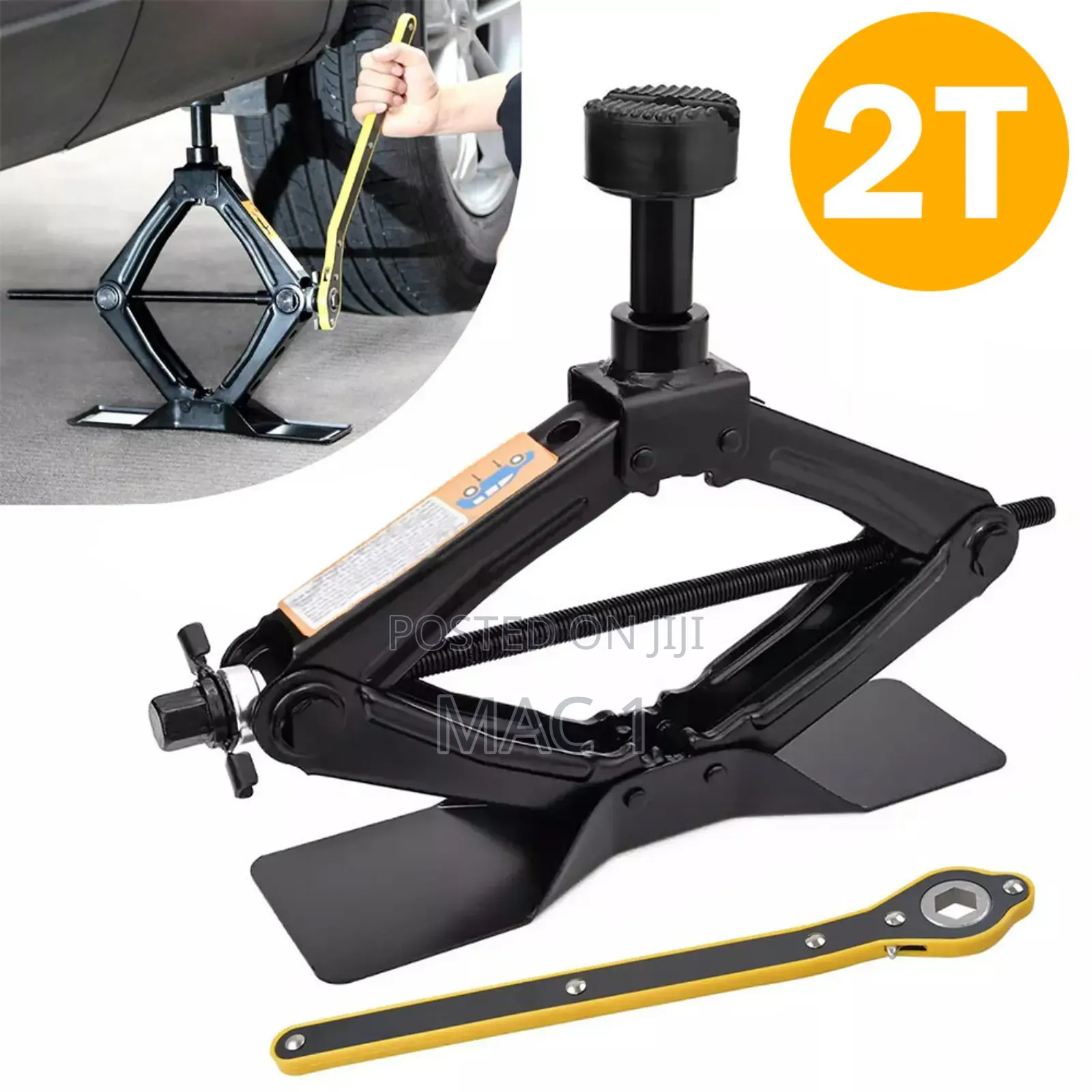 Emergency Portable Car Jack - 2 Ton Capacity With Ratchet Tool
