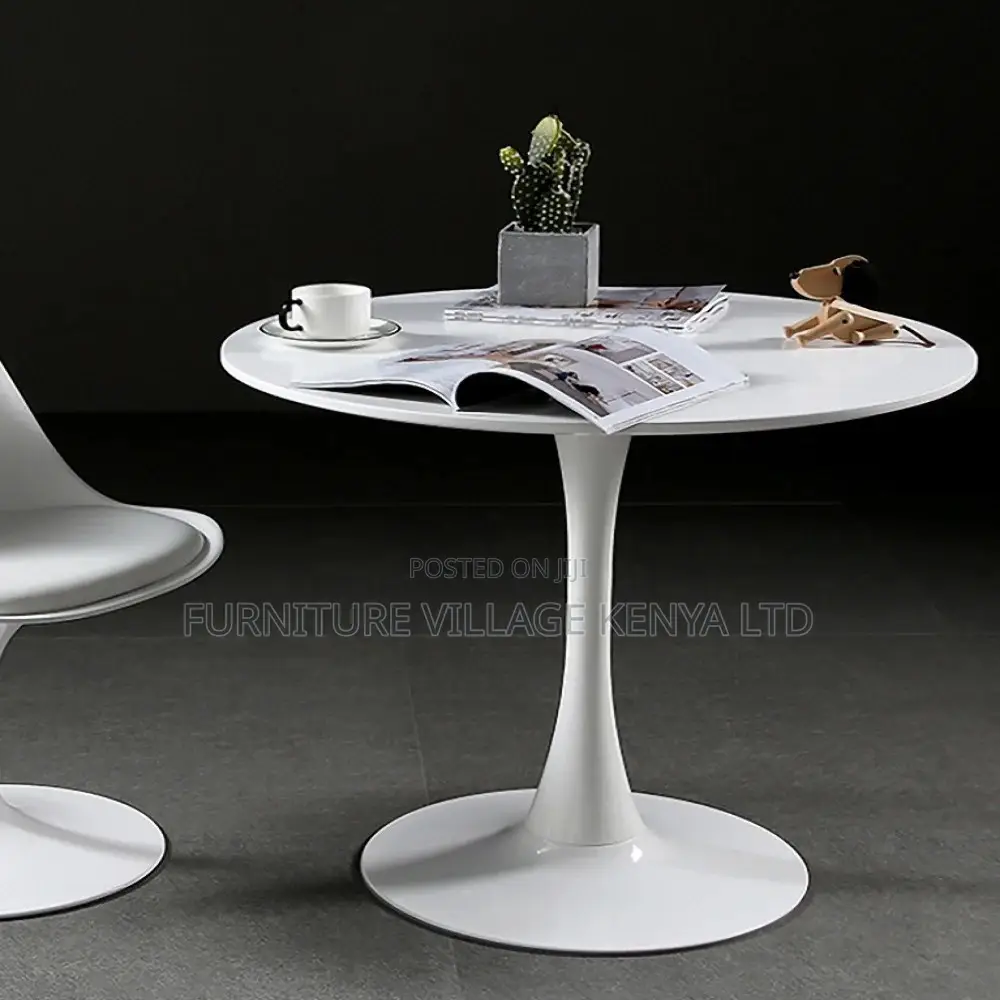 Dining Table; White Pedestal Dining Table