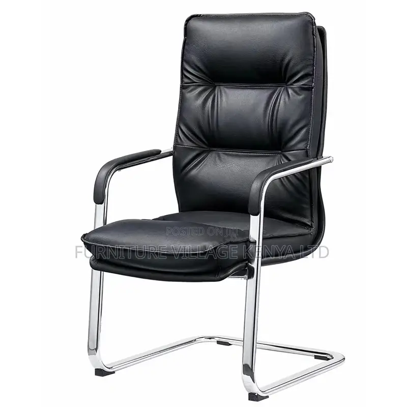 Office Chair ; Black Leather Visitor's Office Chair