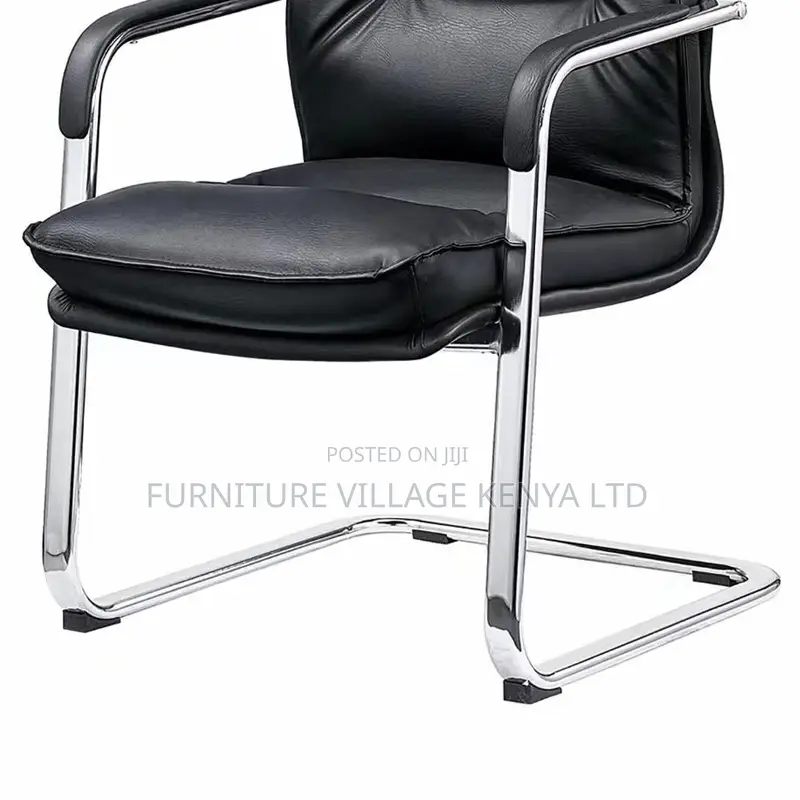 Office Chair ; Black Leather Visitor's Office Chair