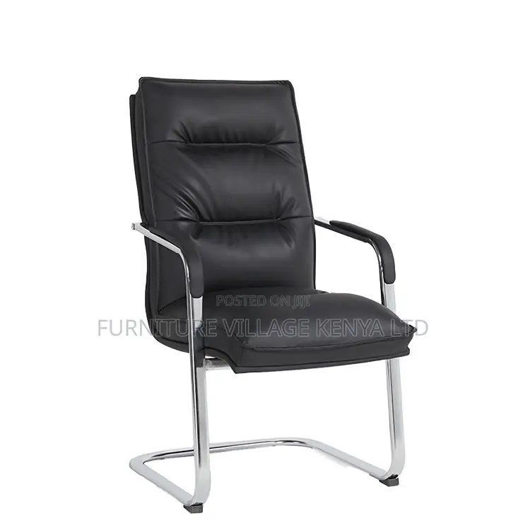 Office Chair ; Black Leather Visitor's Office Chair