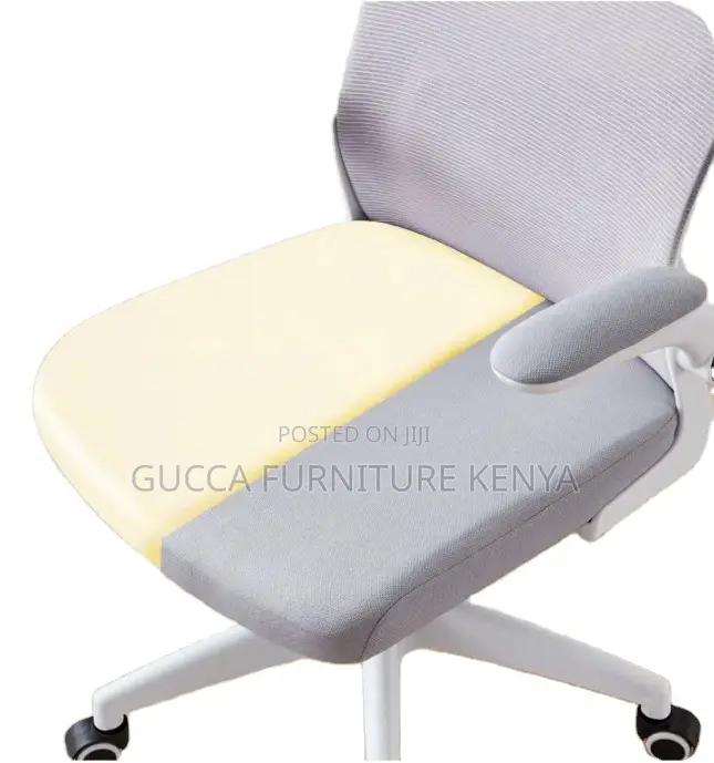 White Ergonomic Mesh Desk Seat With Flip Armrest