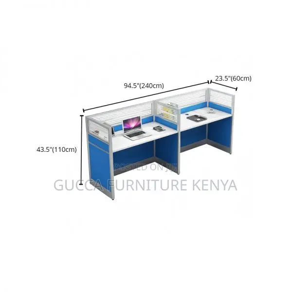 2-Way Blue Modular Straight Office Workstation