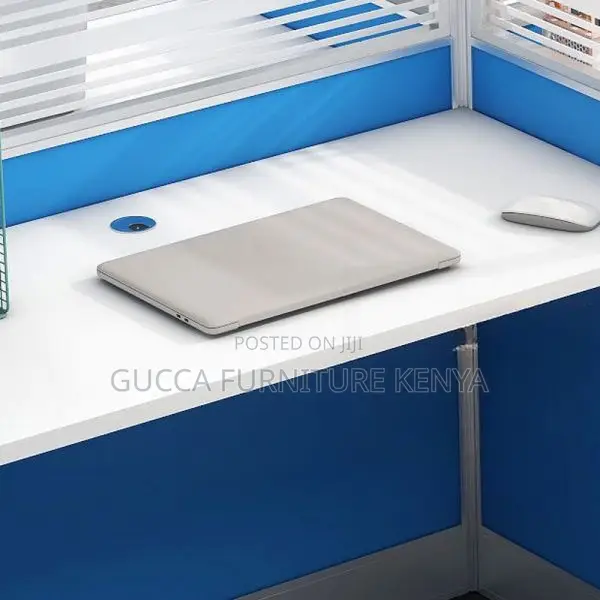 2-Way Blue Modular Straight Office Workstation