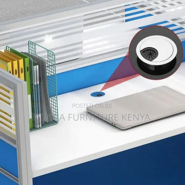 2-Way Blue Modular Straight Office Workstation