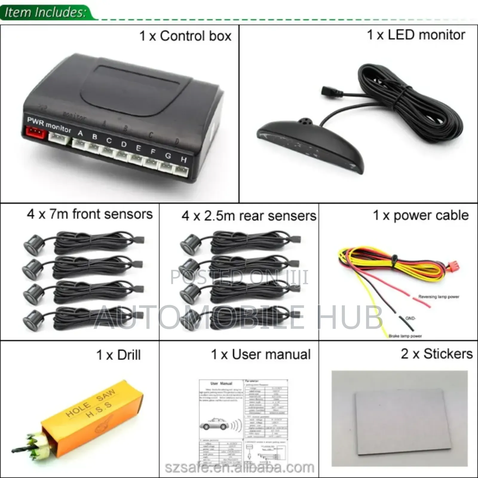 8pcs Car Parking Sensor System Front and Rear Reverse Assist Kit