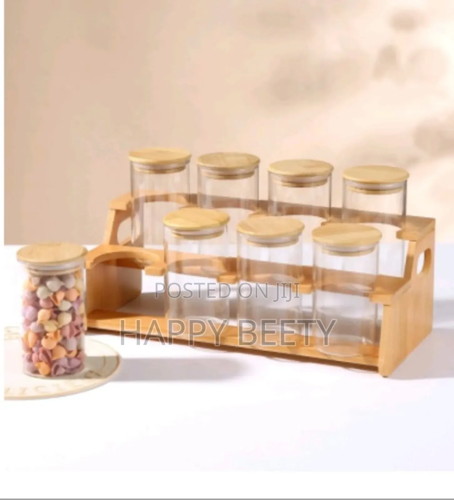 8pcs Classic Style Squared Borosilicate Glass Jar Sett