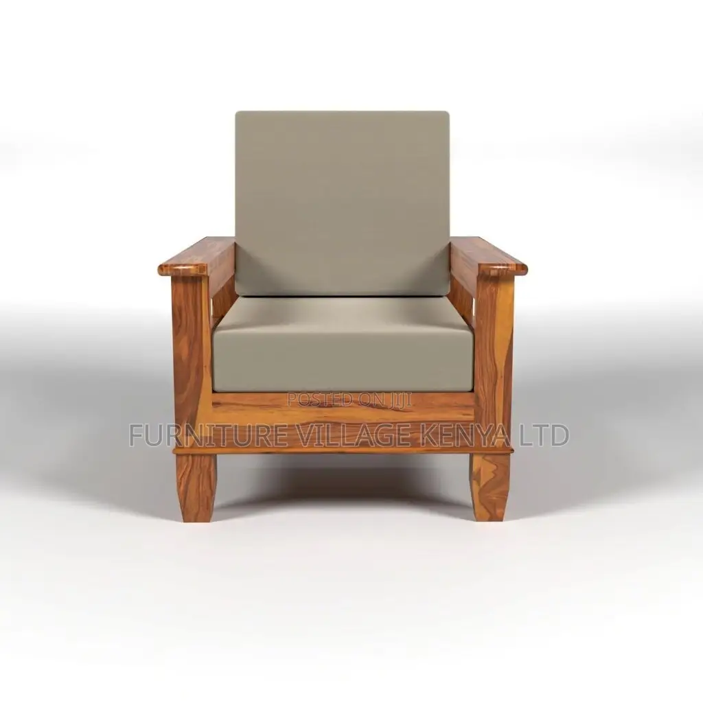Sofa; Fabric Wooden Arms 5- Seater Sofa